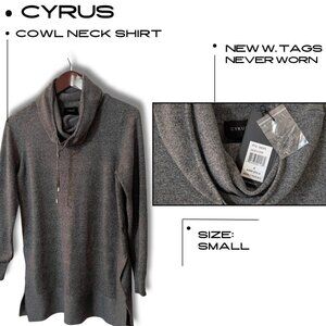 NWT Cyrus Cowl Neck Tunic Sweater Gray Small
